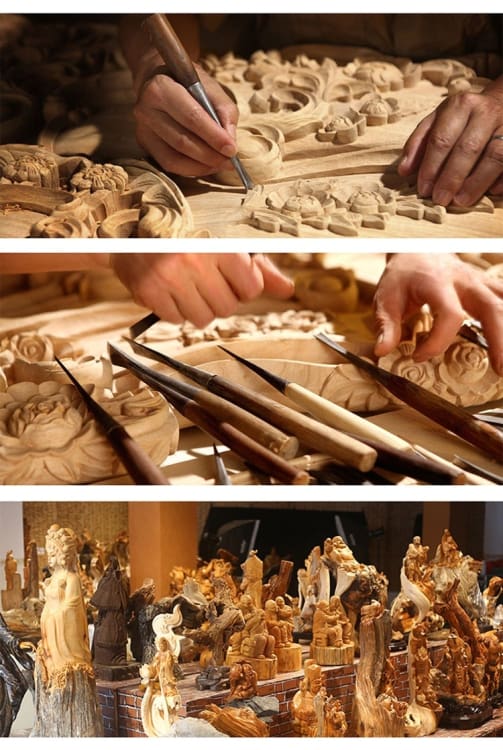 Statuette de Bouddha GuanYin en bois de buis