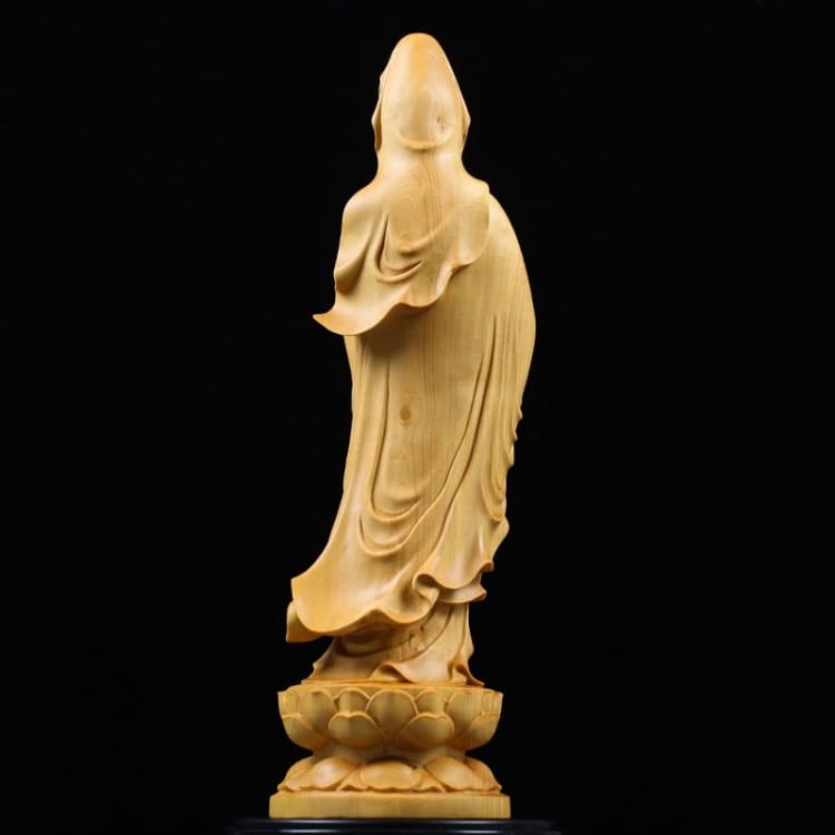 Statuette de Bouddha GuanYin en bois de buis