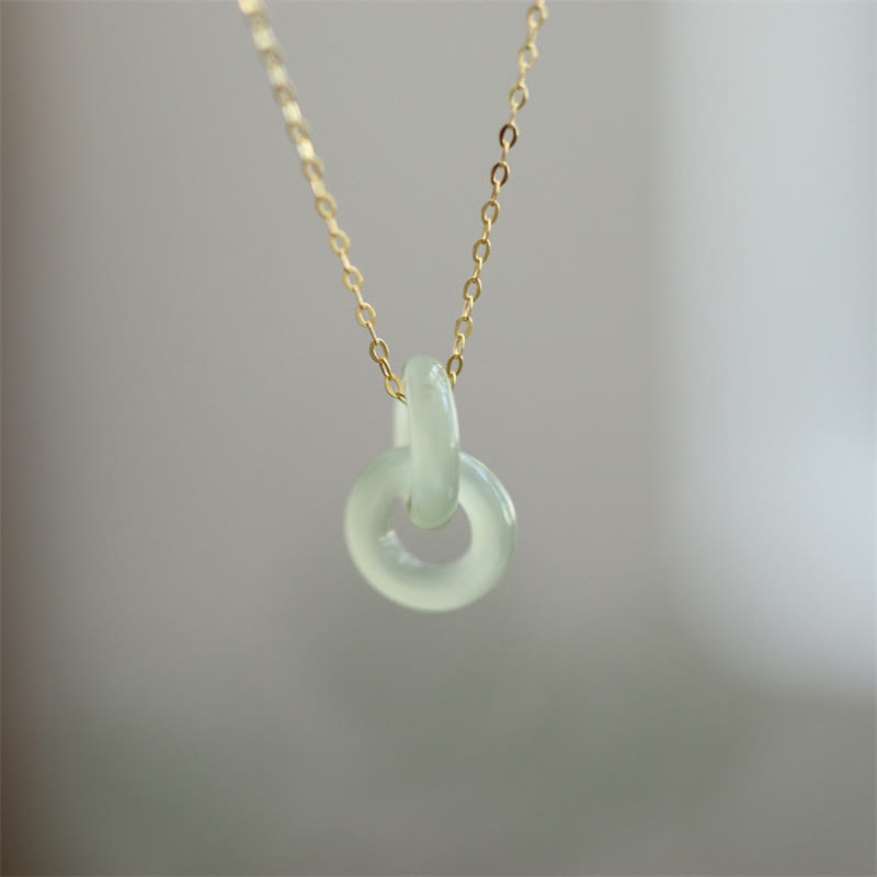 Collier Double Boucle de la Paix en Jade Hetian et Argent Sterling 925