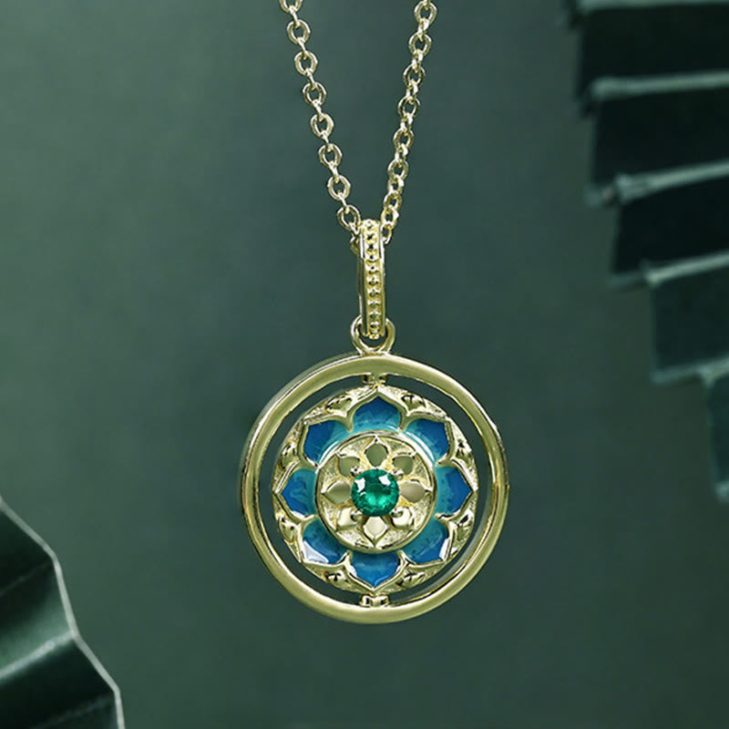 Collier Lotus Argent 925 Rotatif & Zircon – Éveil & Élégance