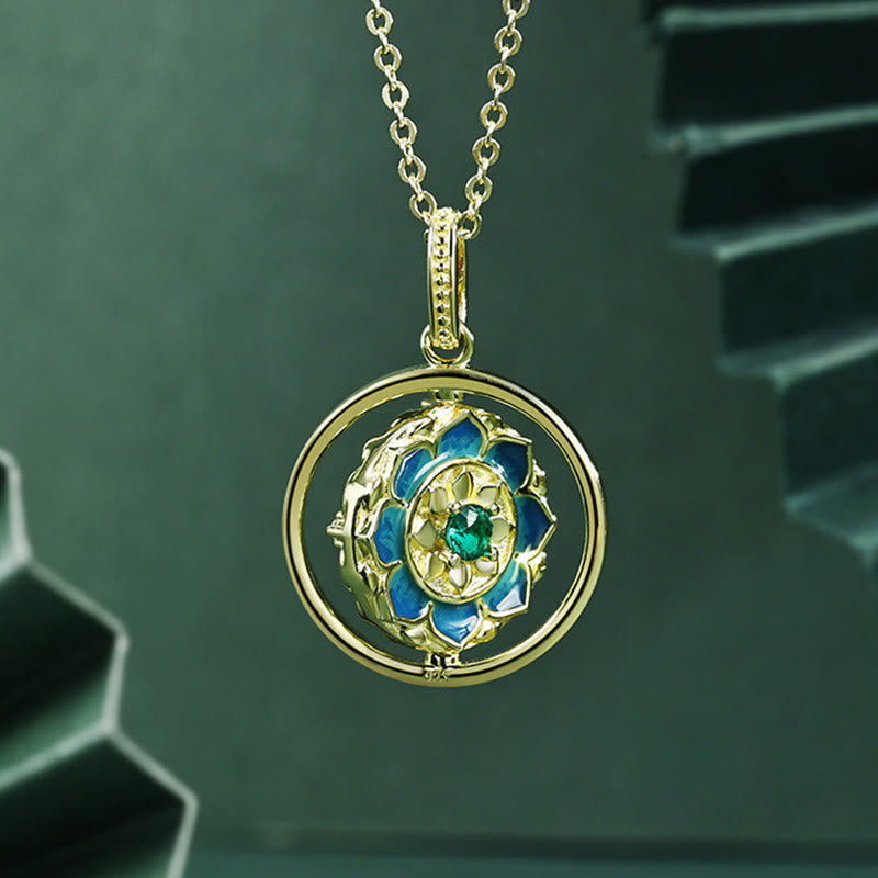 Collier Lotus Argent 925 Rotatif & Zircon – Éveil & Élégance