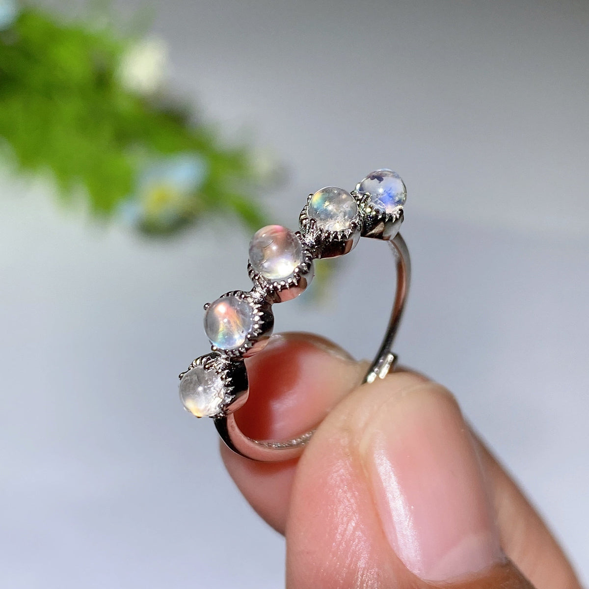 Bague en Pierre de Lune Naturelle & Argent Sterling 925 – Anneau Céleste Unisexe