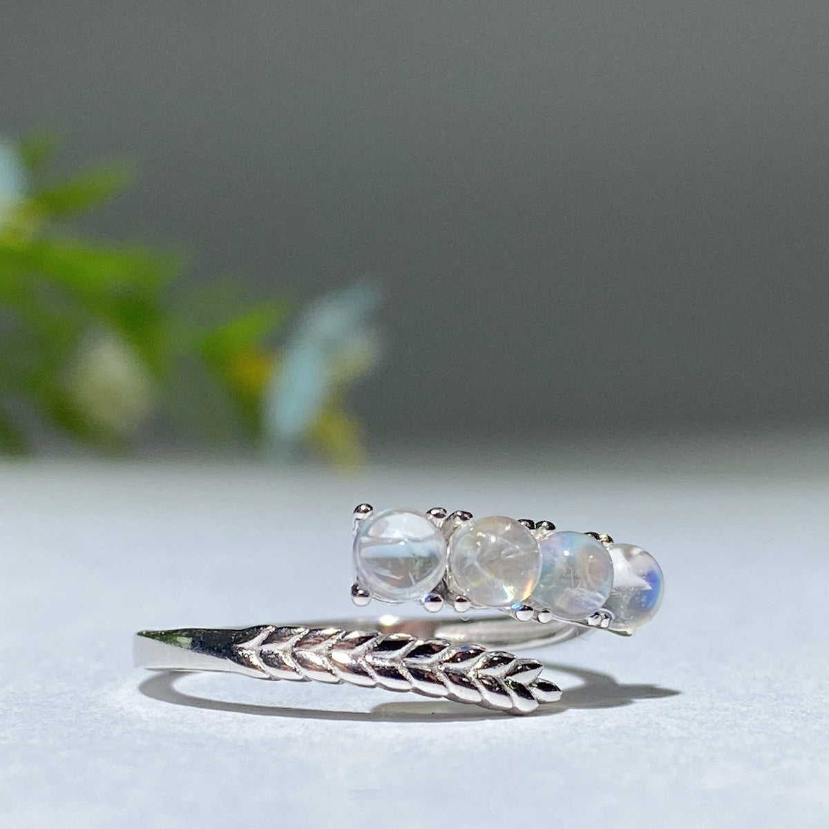 Bague en Pierre de Lune Naturelle & Argent Sterling 925 – Anneau Céleste Unisexe