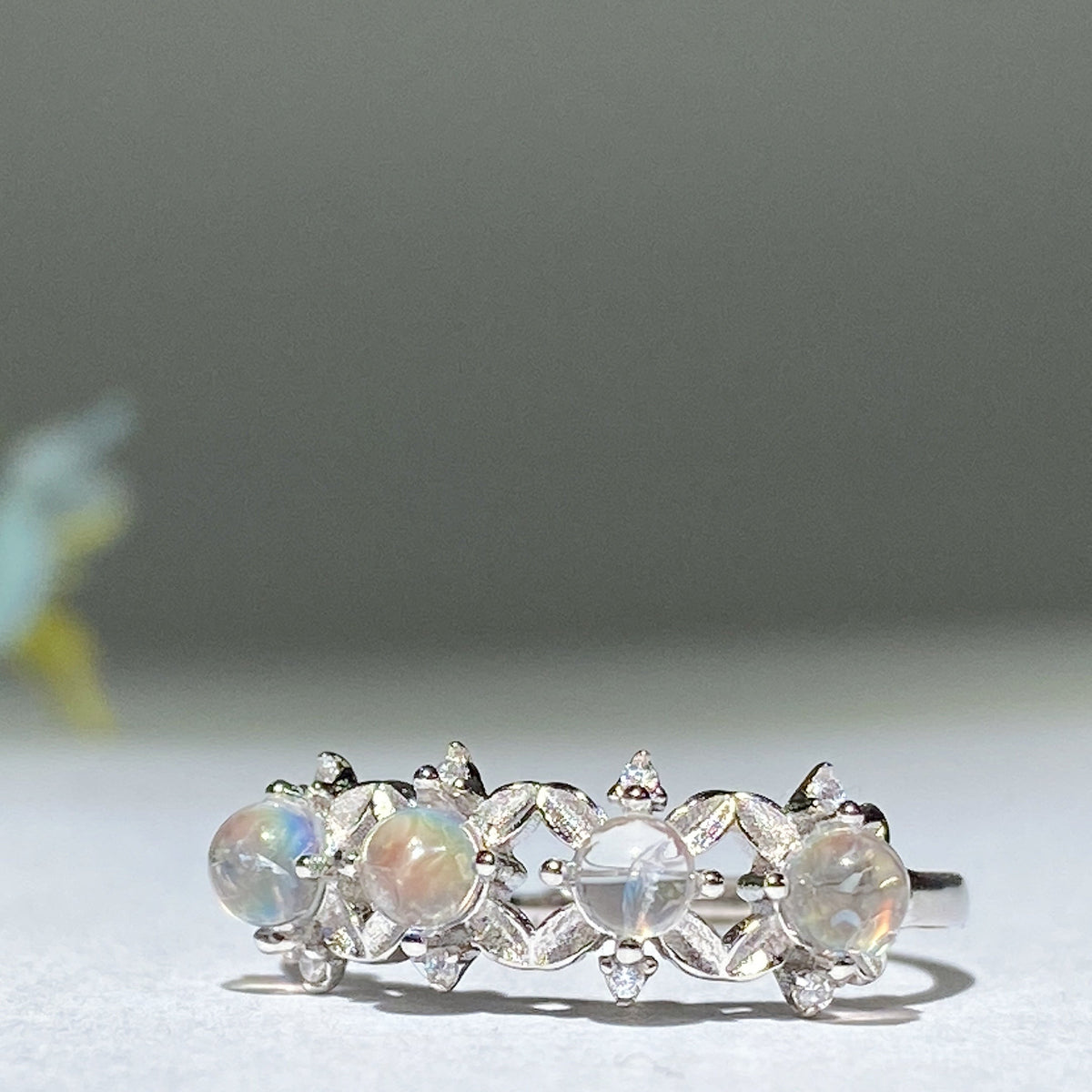 Bague en Pierre de Lune Naturelle & Argent Sterling 925 – Anneau Céleste Unisexe