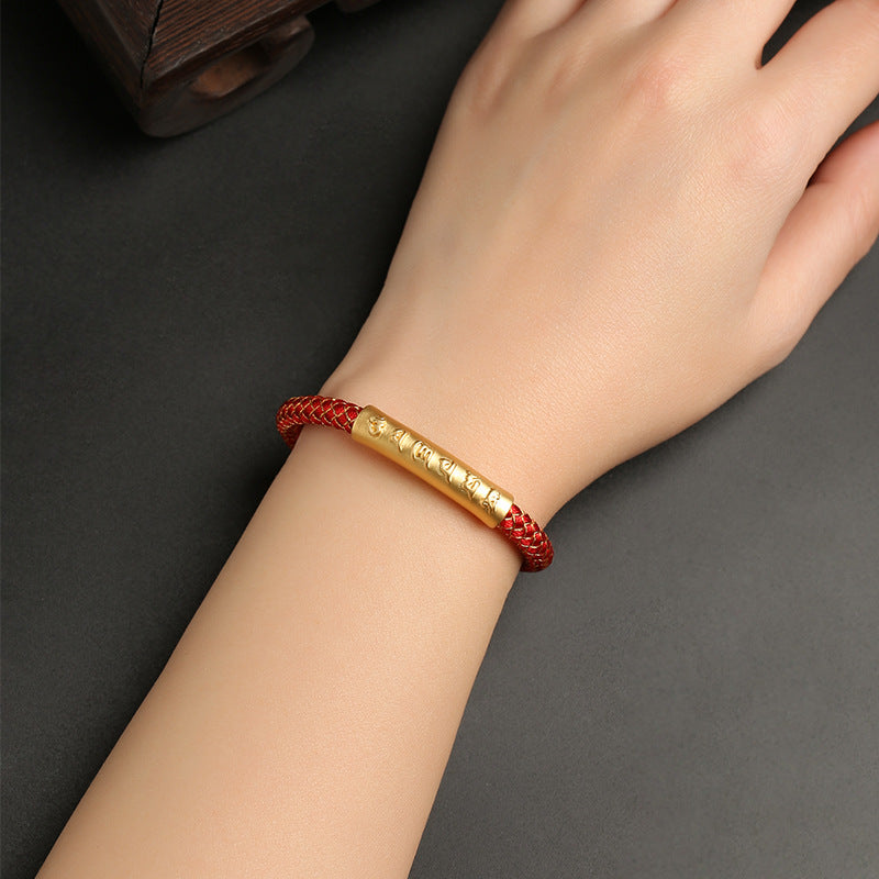 Bracelet Om Mani Padme Hum Argent 999 & Cordon – Pureté & Intention