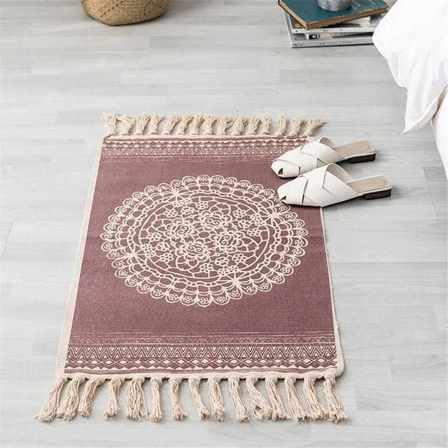 Tapis Zen Turc fait main en coton Kilim avec franges – Ambiance Zen & Déco