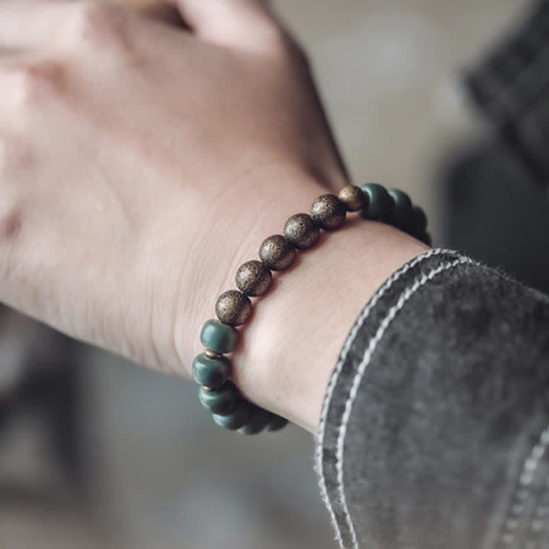 Bracelet Graines de Bodhi & Cuivre – 6×8 mm