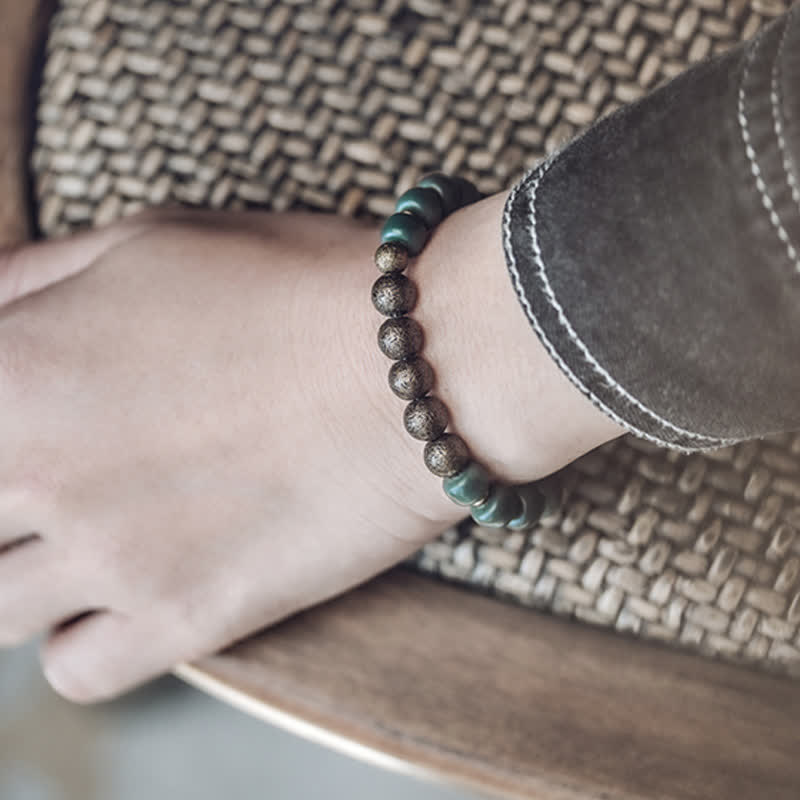 Bracelet Graines de Bodhi & Cuivre – 6×8 mm