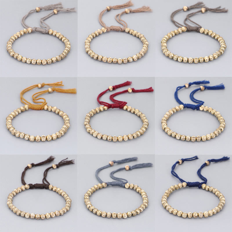 Bracelet Spirituel Tibétain en Perles de Cuivre Ajustable