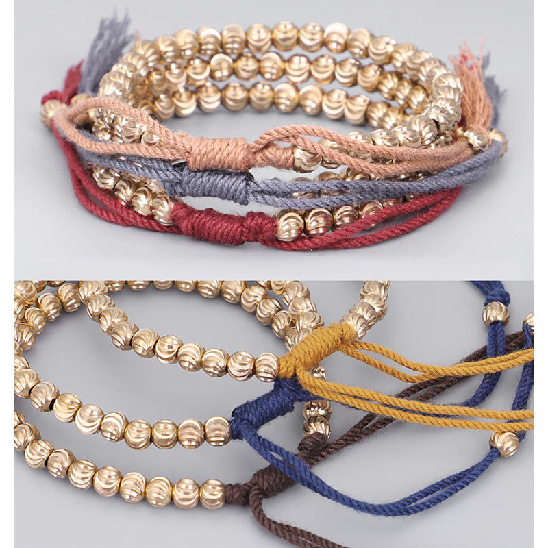 Bracelet Spirituel Tibétain en Perles de Cuivre Ajustable