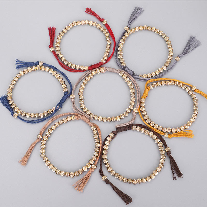 Bracelet Spirituel Tibétain en Perles de Cuivre Ajustable