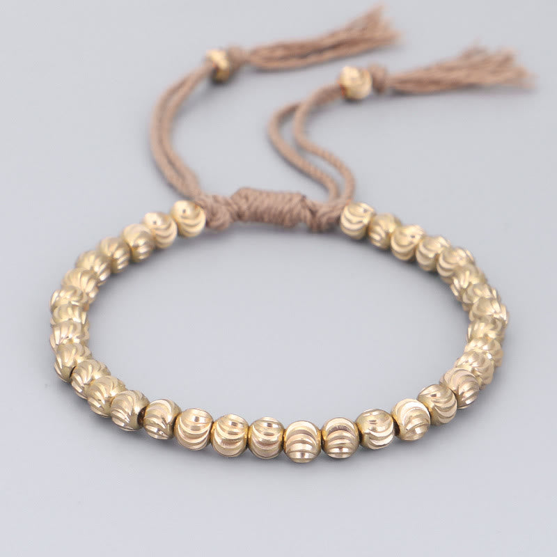 Bracelet Spirituel Tibétain en Perles de Cuivre Ajustable