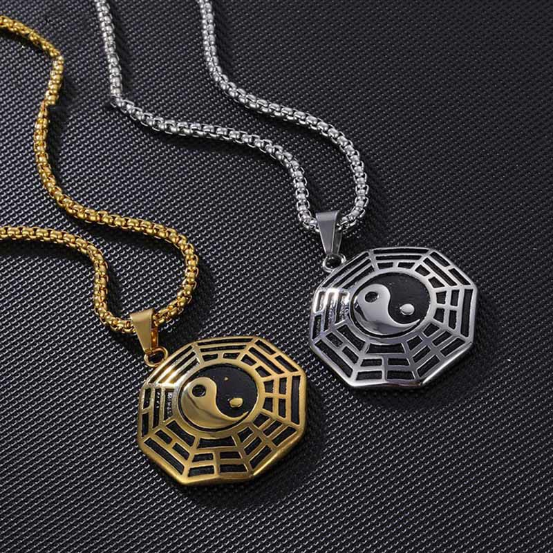 Pendentif Unisexe Yin Yang Bagua en Acier Titane (38 × 33 mm)