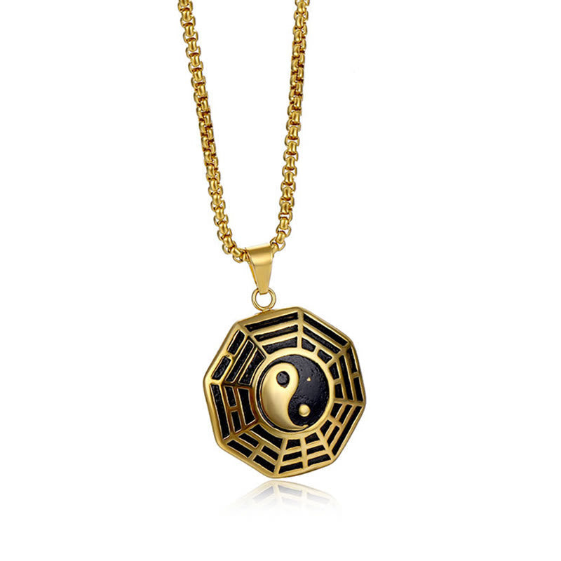 Pendentif Unisexe Yin Yang Bagua en Acier Titane (38 × 33 mm)