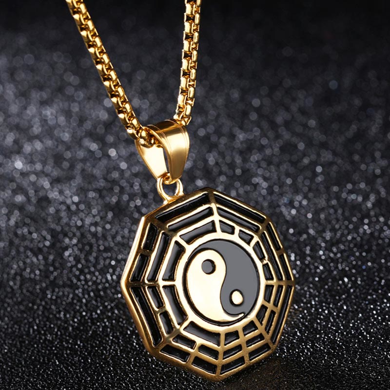 Pendentif Unisexe Yin Yang Bagua en Acier Titane (38 × 33 mm)