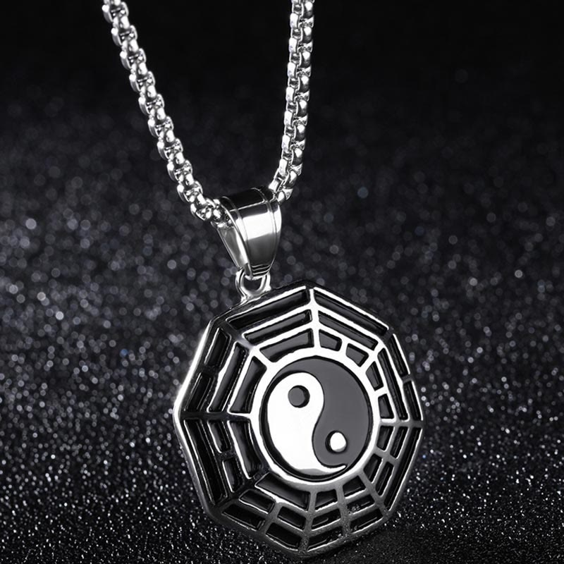 Pendentif Unisexe Yin Yang Bagua en Acier Titane (38 × 33 mm)