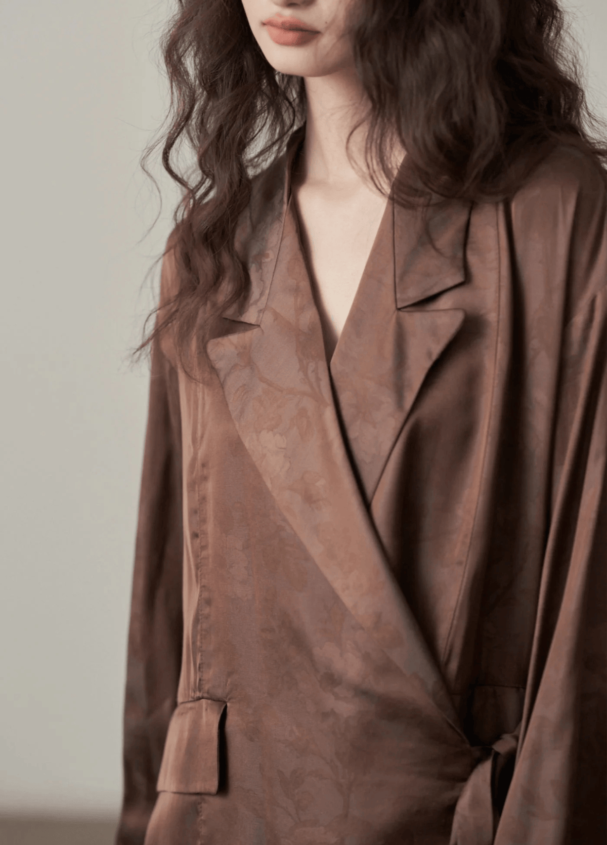 Pantalon kimono femme taille haute satiné marron – Kogecha