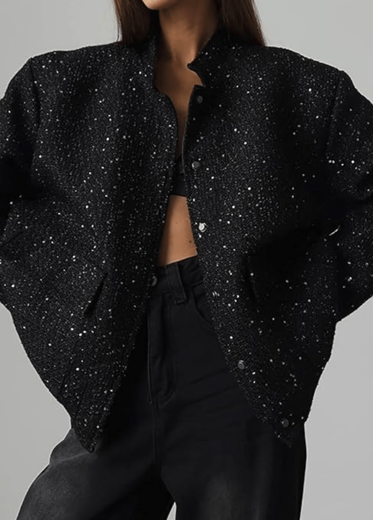 Veste kimono femme satiné floral noir – Hoshi