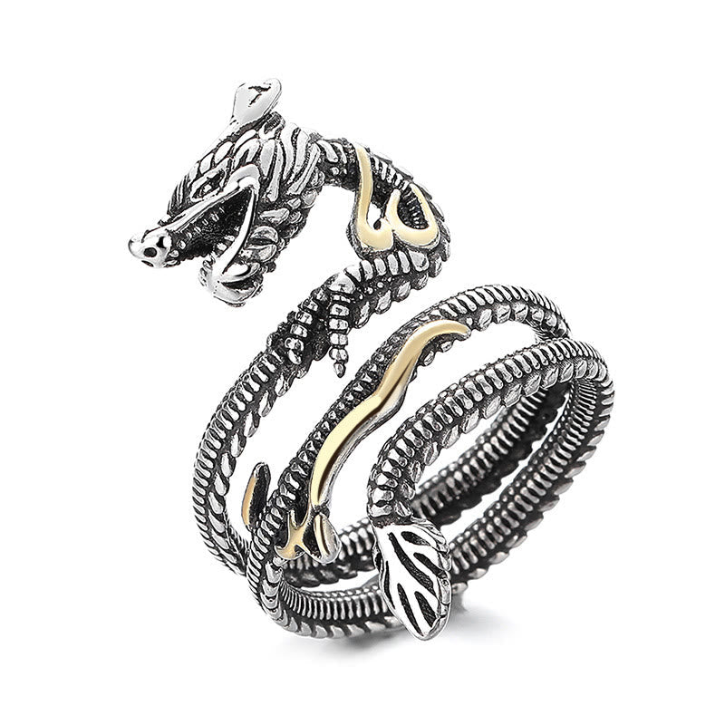 Bague Force Dragon Vintage en Cuivre – Anneau Ajustable Symbolique Unisexe