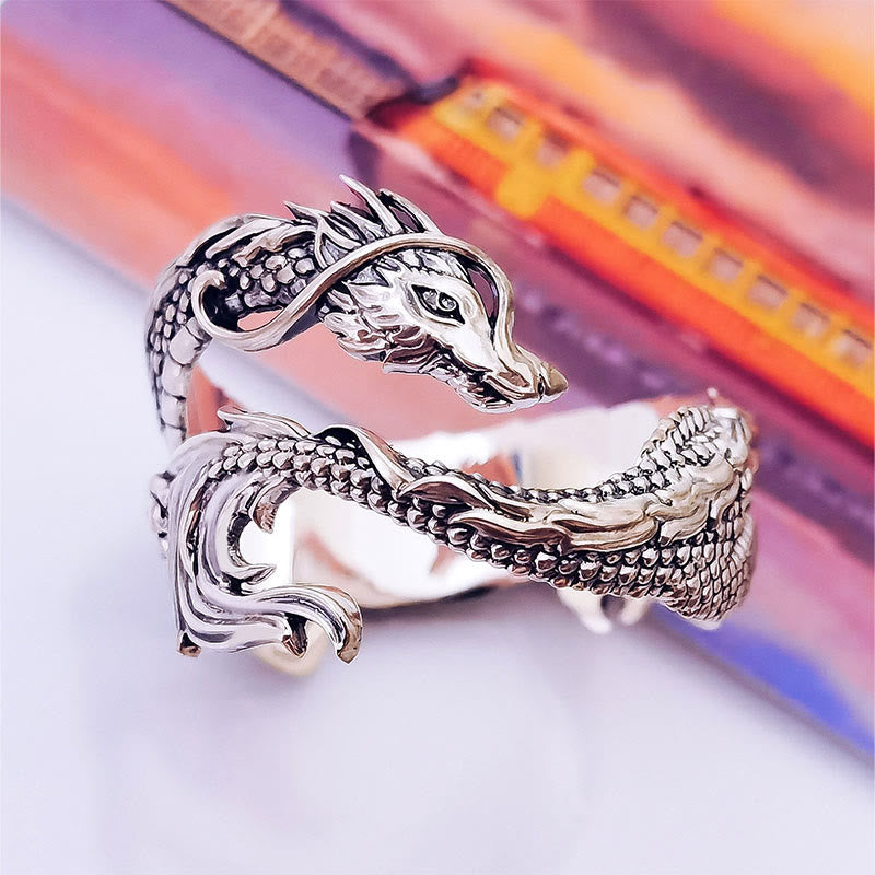 Bague Dragon Vintage de Protection – Anneau Symbolique Unisexe