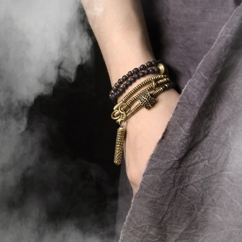 Bracelet Spirituel Vintage en Pierre de Lave & Cuivre