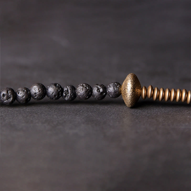 Bracelet Spirituel Vintage en Pierre de Lave & Cuivre