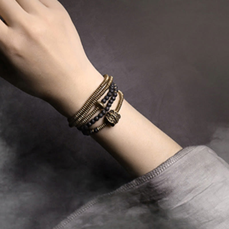 Bracelet Spirituel Vintage en Pierre de Lave & Cuivre