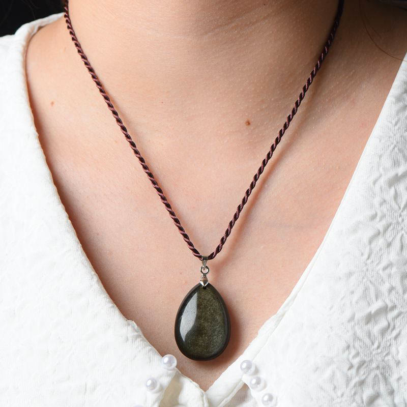 Collier Goutte d’Eau en Obsidienne Naturelle