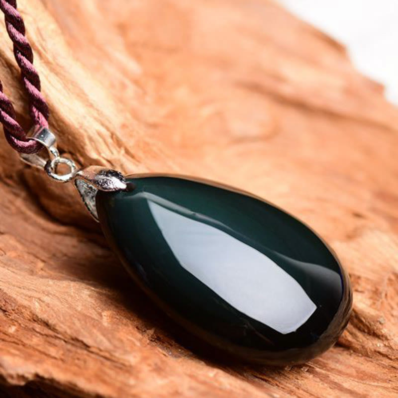 Collier Goutte d’Eau en Obsidienne Naturelle