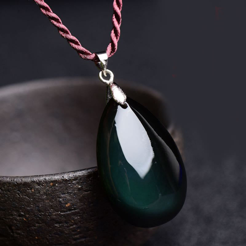 Collier Goutte d’Eau en Obsidienne Naturelle