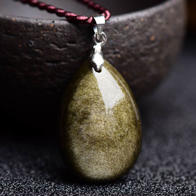 Collier Goutte d’Eau en Obsidienne Naturelle