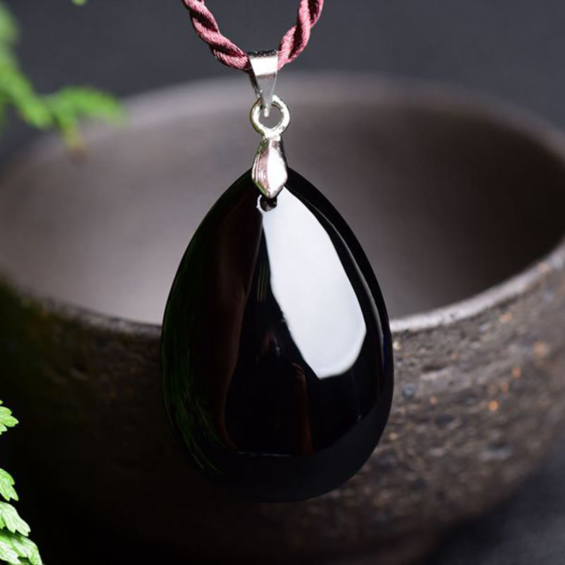 Collier Goutte d’Eau en Obsidienne Naturelle