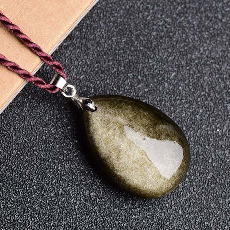 Collier Goutte d’Eau en Obsidienne Naturelle