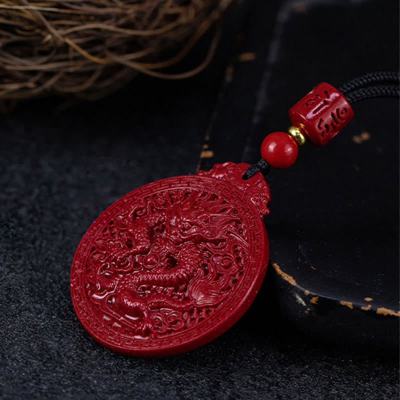 Collier Dragon de l’Année du Dragon en Cinabre Naturel