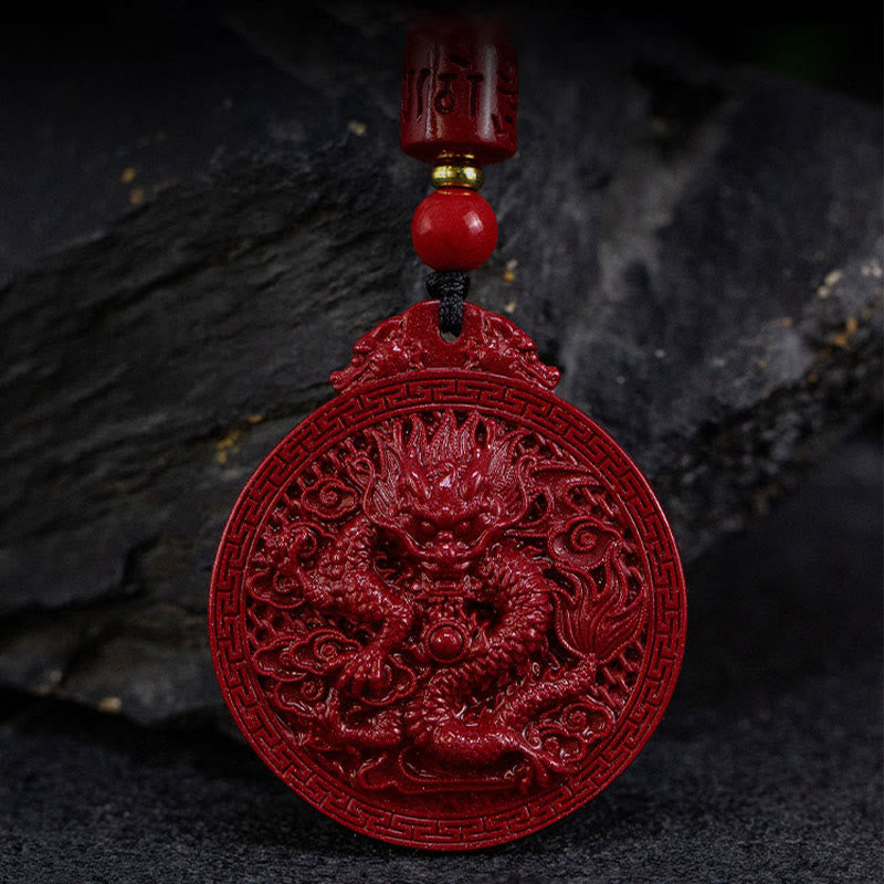 Collier Dragon de l’Année du Dragon en Cinabre Naturel