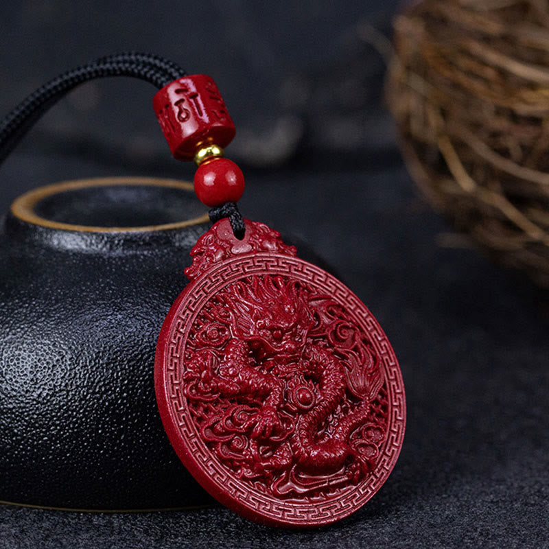 Collier Dragon de l’Année du Dragon en Cinabre Naturel