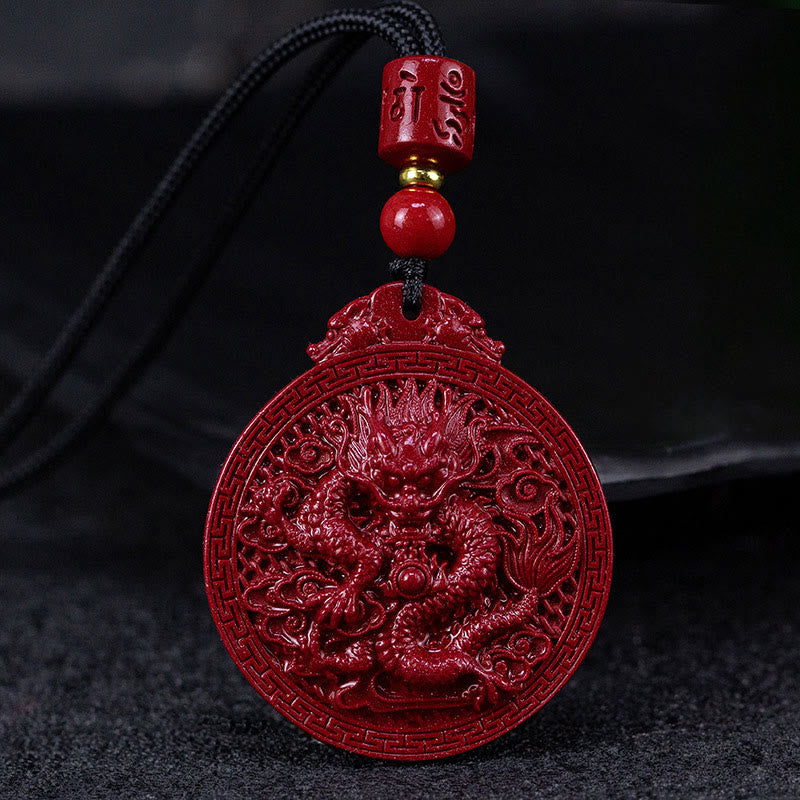Collier Dragon de l’Année du Dragon en Cinabre Naturel